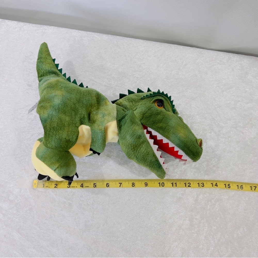 Dinosaur Hand Puppet Plush Toy Tyrannosaurus Rex Kids Fun Multi Green - Picture 1 of 11